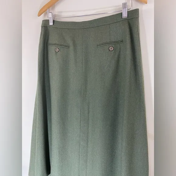 Talbots Woman Loden Green Lined Wool Pencil A-Line Skirt Size 12P Petite Classic