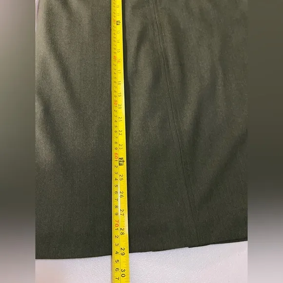 Talbots Woman Loden Green Lined Wool Pencil A-Line Skirt Size 12P Petite Classic