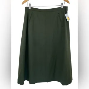 Talbots Woman Loden Green Lined Wool Pencil A-Line Skirt Size 12P Petite Classic