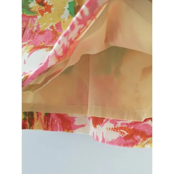 Talbots Women's Pencil Skirt Size 6 Watercolor Artsy Floral Office Career Unique