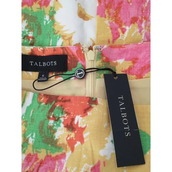 Talbots Women's Pencil Skirt Size 6 Watercolor Artsy Floral Office Career Unique