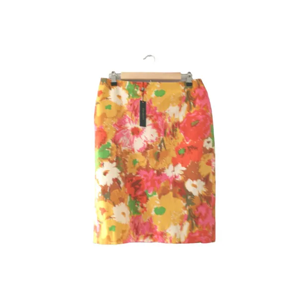 Talbots Women's Pencil Skirt Size 6 Watercolor Artsy Floral Office Career Unique