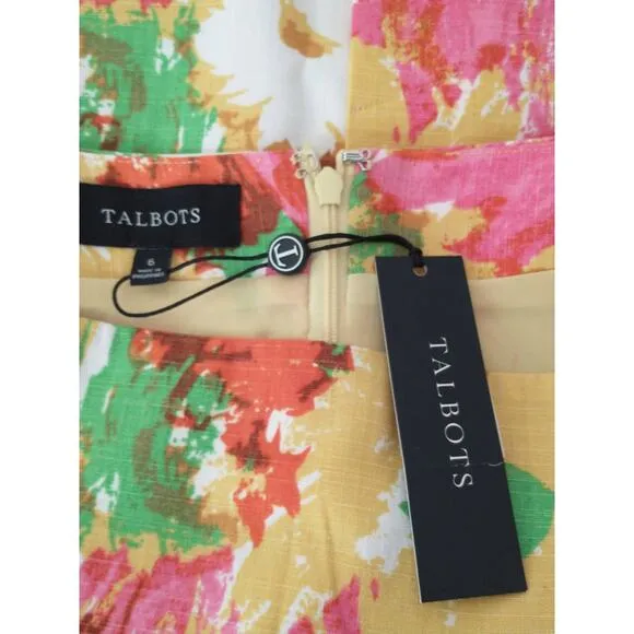 Talbots Women's Pencil Skirt Size 6 Watercolor Artsy Floral Office Career Unique