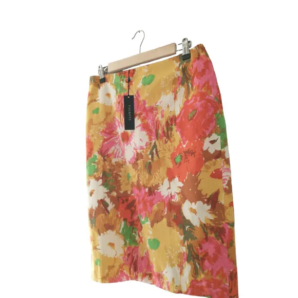 Talbots Women's Pencil Skirt Size 6 Watercolor Artsy Floral Office Career Unique