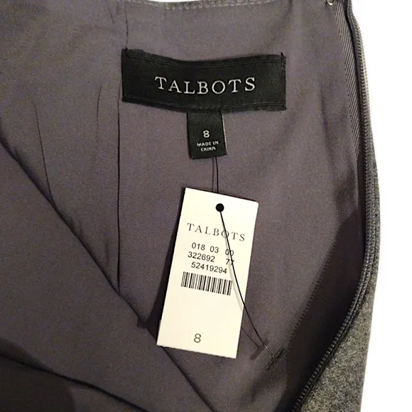 Talbots Wool Blend Sequined Pencil Skirt w/ Scallop Hem, Size 8, Gray/Silver NWT