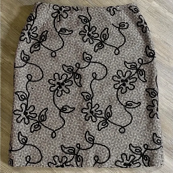 Talbots Wool Pencil Skirt with Floral Embroidery