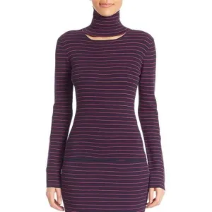 Tanya Taylor Ribbed cut Out Striped turtleneck