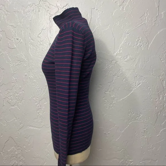 Tanya Taylor Ribbed cut Out Striped turtleneck