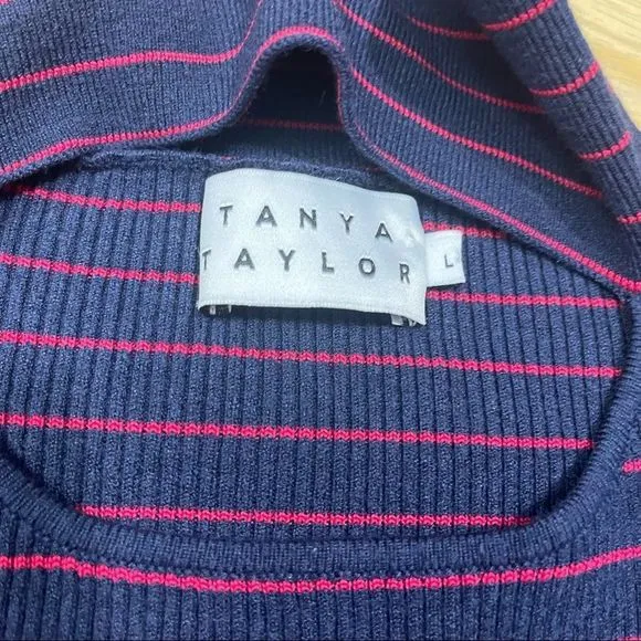 Tanya Taylor Ribbed cut Out Striped turtleneck