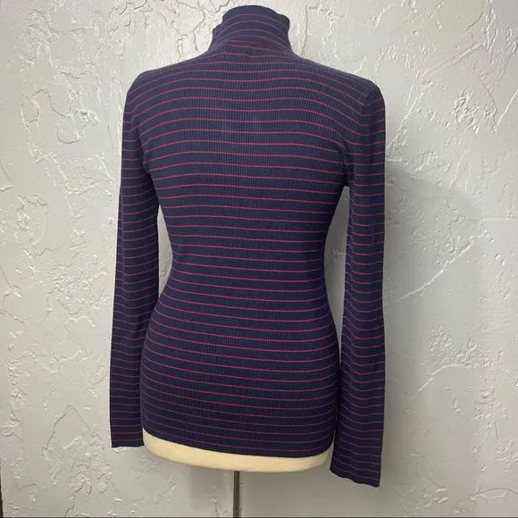 Tanya Taylor Ribbed cut Out Striped turtleneck