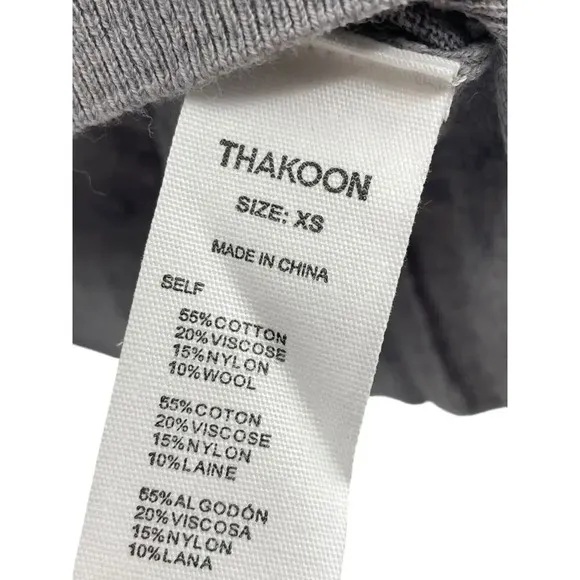 Thakoon Womens Heather Gray Pullover V Neck Sweater Long Sleeve Size XS NWT