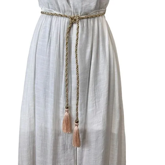 Thalia Sodi White Off The Shoulder Gauze Fit Flare Dress