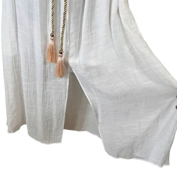 Thalia Sodi White Off The Shoulder Gauze Fit Flare Dress