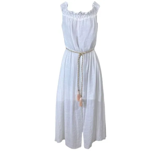 Thalia Sodi White Off The Shoulder Gauze Fit Flare Dress
