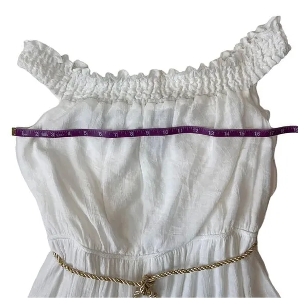 Thalia Sodi White Off The Shoulder Gauze Fit Flare Dress