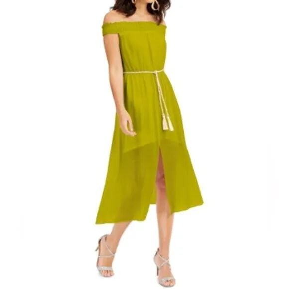 Thalia Sodi White Off The Shoulder Gauze Fit Flare Dress