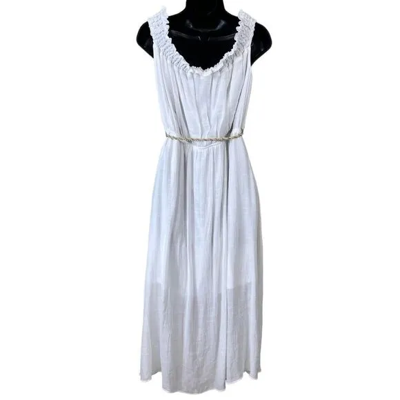 Thalia Sodi White Off The Shoulder Gauze Fit Flare Dress