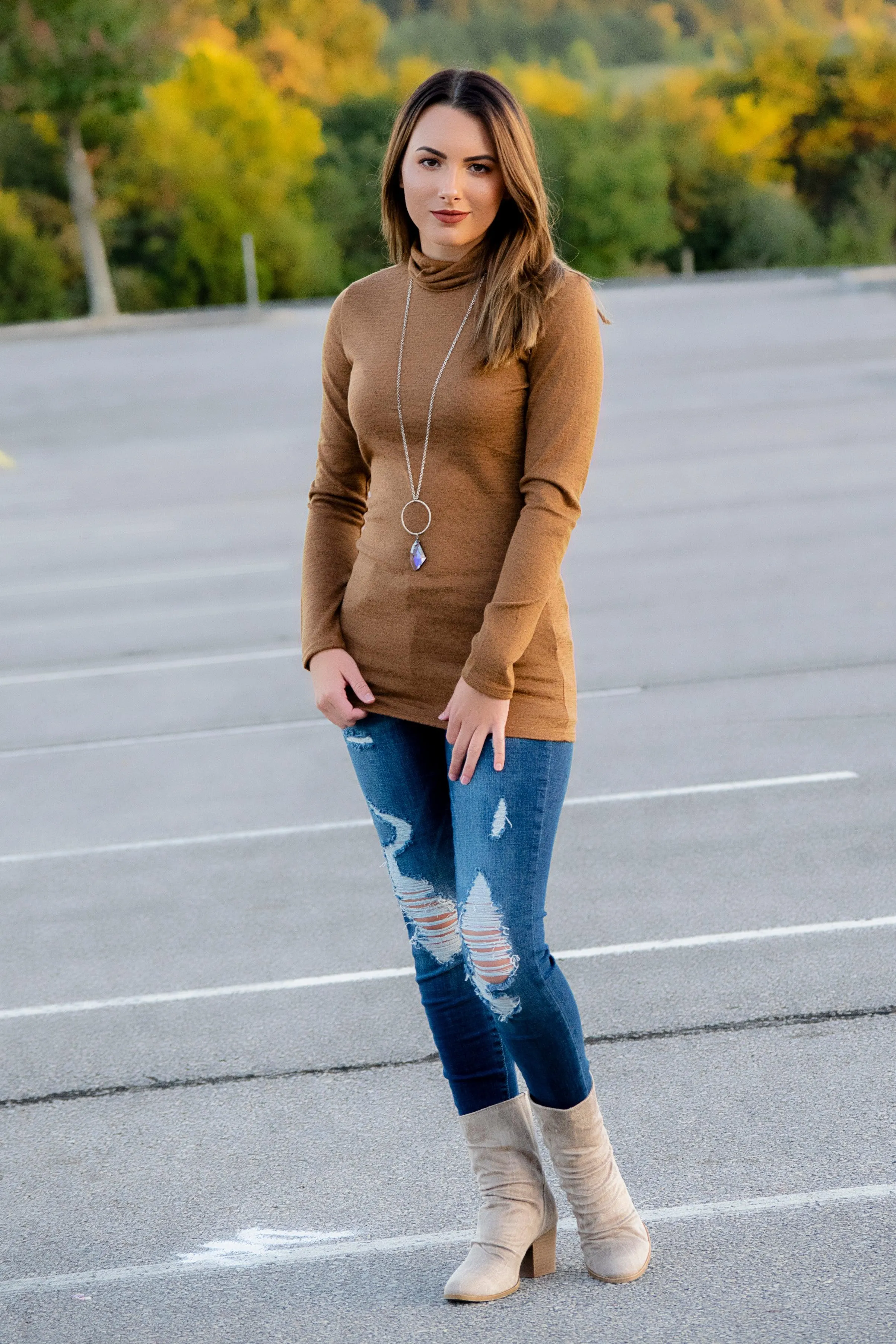 The Alice Turtle Neck Top- Dark Mustard