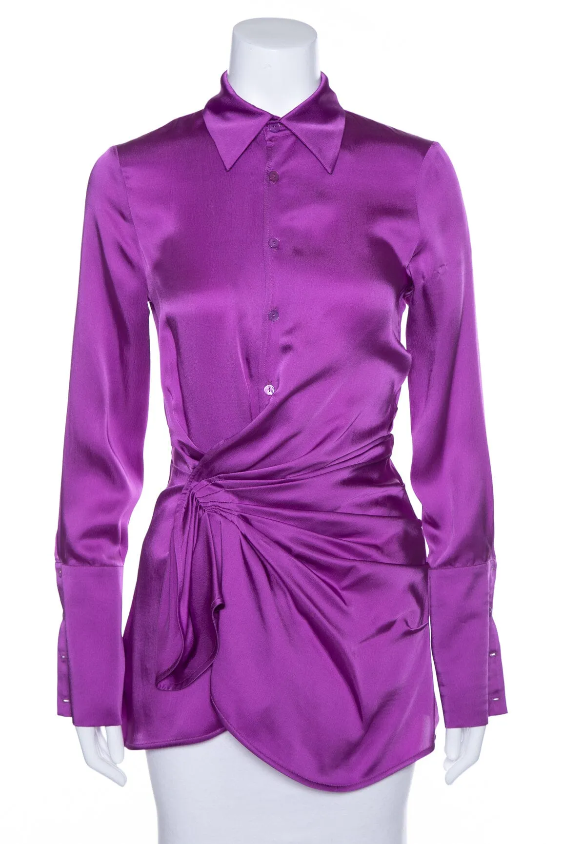 The Attico Purple Silk Long Sleeve Blouse SZ 36