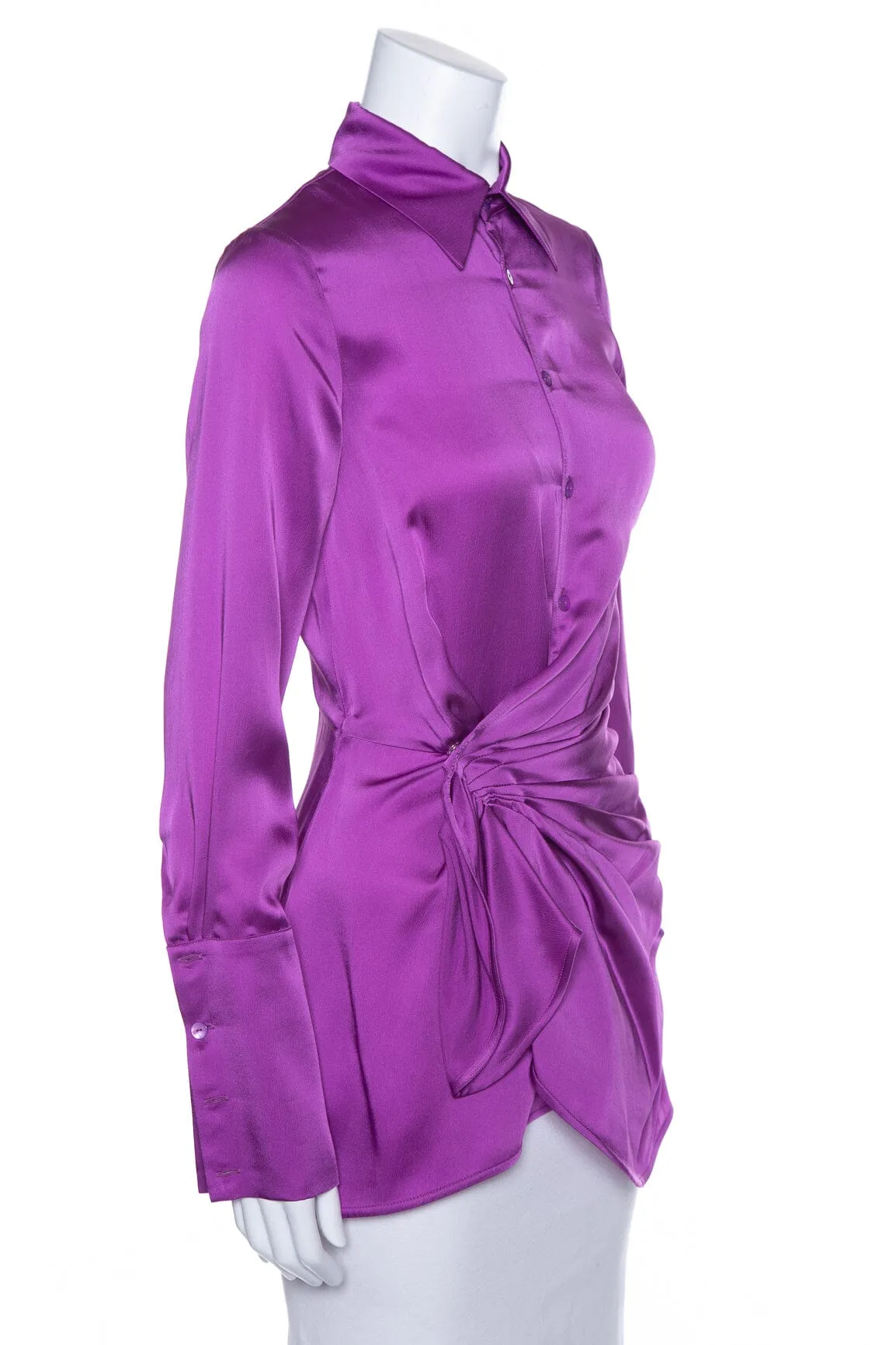 The Attico Purple Silk Long Sleeve Blouse SZ 36