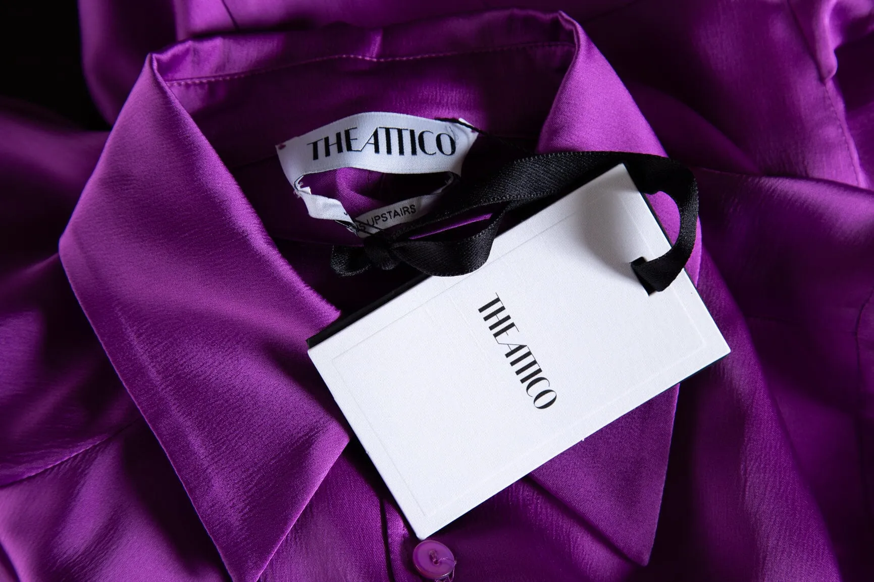 The Attico Purple Silk Long Sleeve Blouse SZ 36