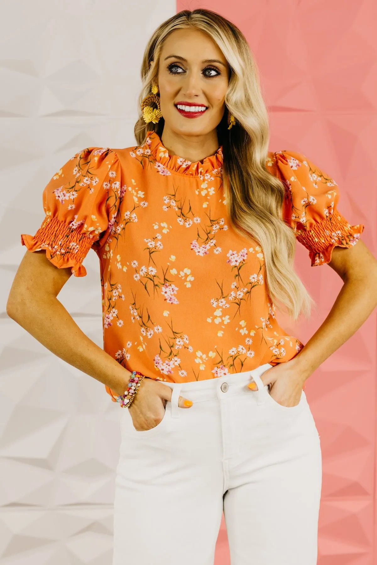 The Paityn Floral Ruffle Neck Woven Blouse