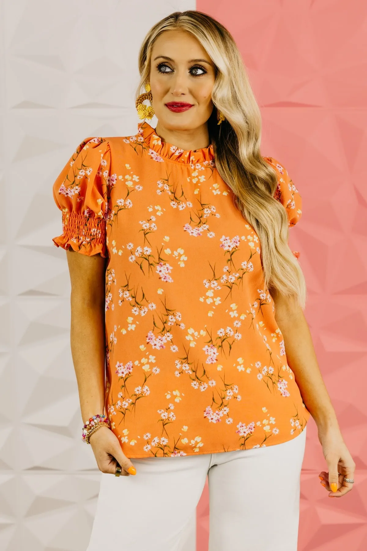The Paityn Floral Ruffle Neck Woven Blouse