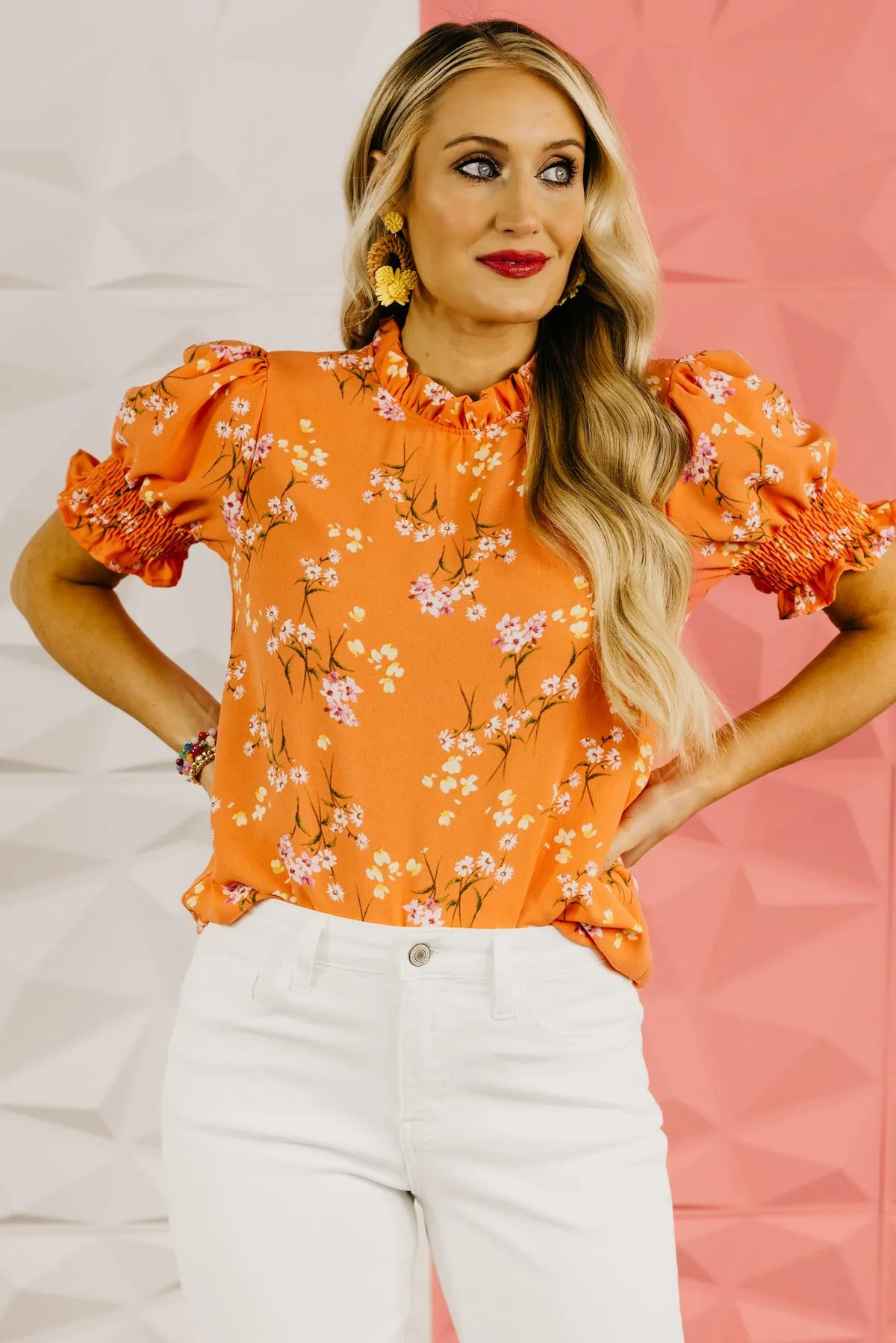 The Paityn Floral Ruffle Neck Woven Blouse