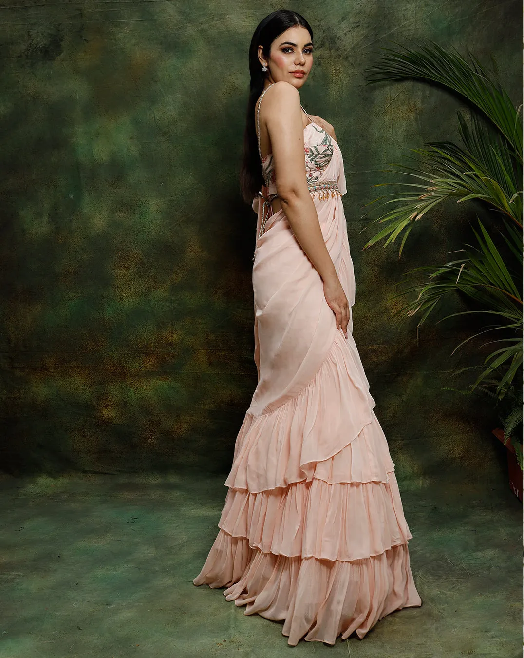 The Pink Ruffle Sari