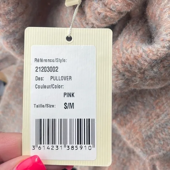 The Skinny see you soon the Bailey turtleneck sweater dusty pink sz S/M NWT