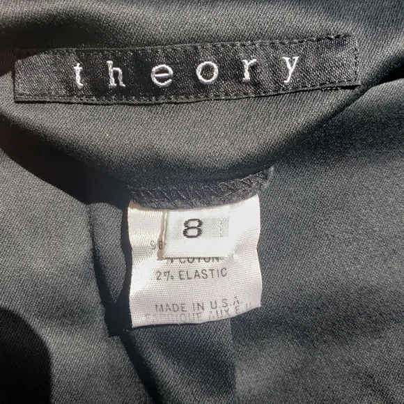 Theory Black Sateen Pencil Skirt w/ pockets