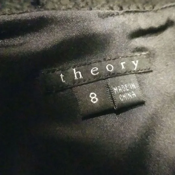 Theory Freida Black Tweed Pencil Skirt Sz. 8, Back Slit Knee Length EUC! $325RTL