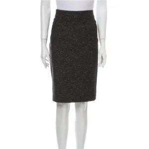 Theory Freida Black Tweed Pencil Skirt Sz. 8, Back Slit Knee Length EUC! $325RTL
