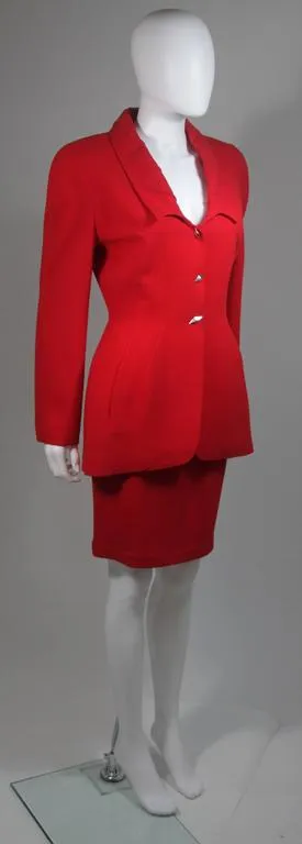 THIERRY MUGLER Contoured Red Skirt Suit Size Size 40