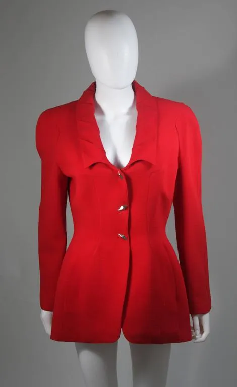 THIERRY MUGLER Contoured Red Skirt Suit Size Size 40