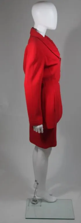 THIERRY MUGLER Contoured Red Skirt Suit Size Size 40