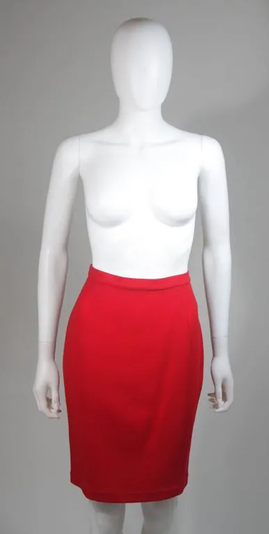 THIERRY MUGLER Contoured Red Skirt Suit Size Size 40