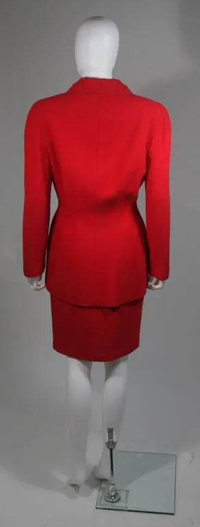 THIERRY MUGLER Contoured Red Skirt Suit Size Size 40