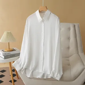 Thin Loose Casual Ice Silk Long Sleeve Blouse
