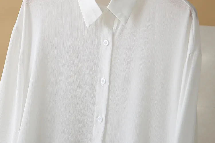 Thin Loose Casual Ice Silk Long Sleeve Blouse
