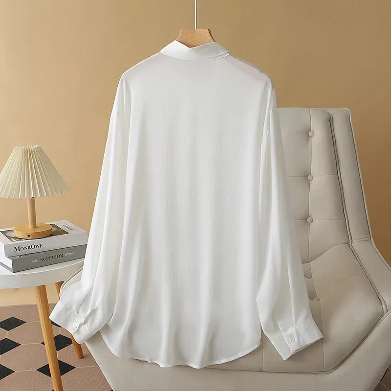 Thin Loose Casual Ice Silk Long Sleeve Blouse