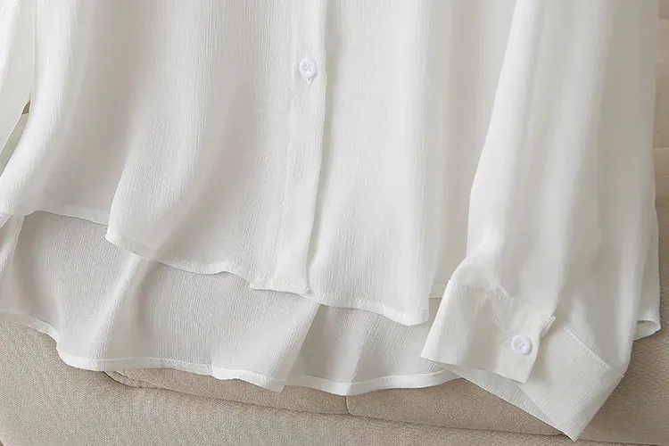 Thin Loose Casual Ice Silk Long Sleeve Blouse