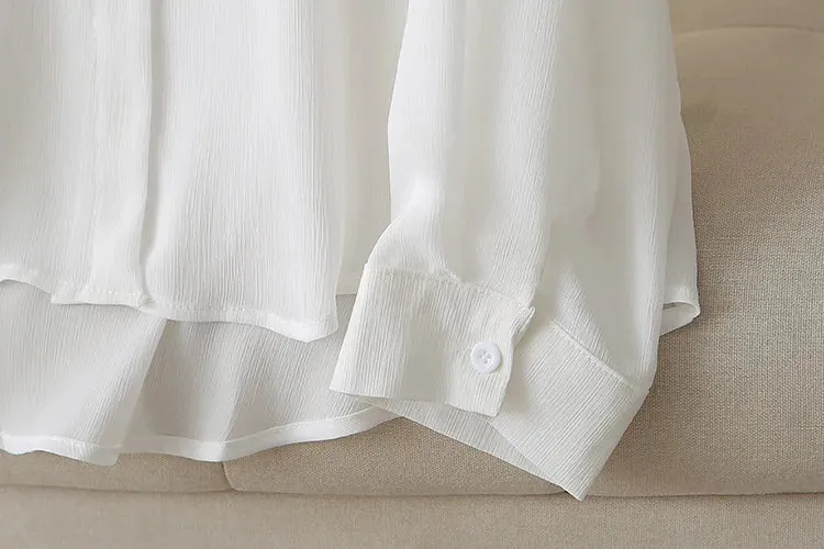Thin Loose Casual Ice Silk Long Sleeve Blouse