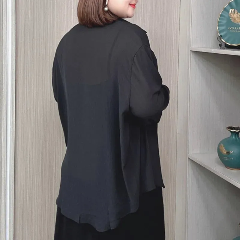 Thin Loose Casual Ice Silk Long Sleeve Blouse