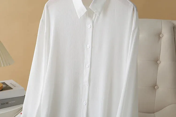 Thin Loose Casual Ice Silk Long Sleeve Blouse