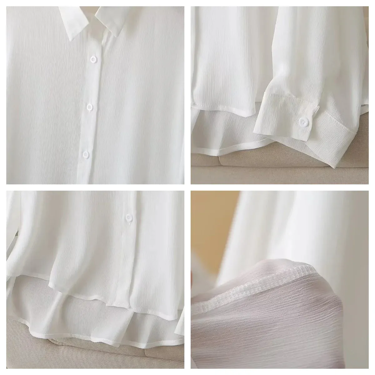 Thin Loose Casual Ice Silk Long Sleeve Blouse
