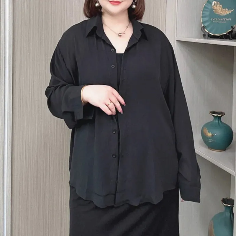 Thin Loose Casual Ice Silk Long Sleeve Blouse