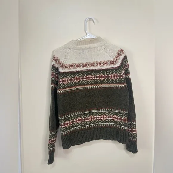 Tiara International Fair Isle MCM Mock Neck Sweater Grandma Sweater Full Zip
