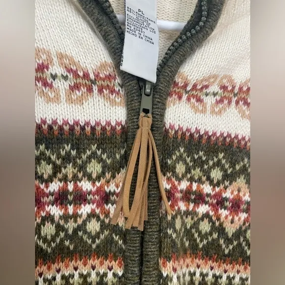 Tiara International Fair Isle MCM Mock Neck Sweater Grandma Sweater Full Zip