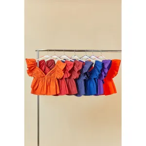 Tie Back Ruffle Sleeve Babydoll Top